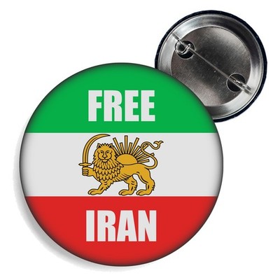FREE IRAN Button Pin Anstecker 38mm Badge Fahne