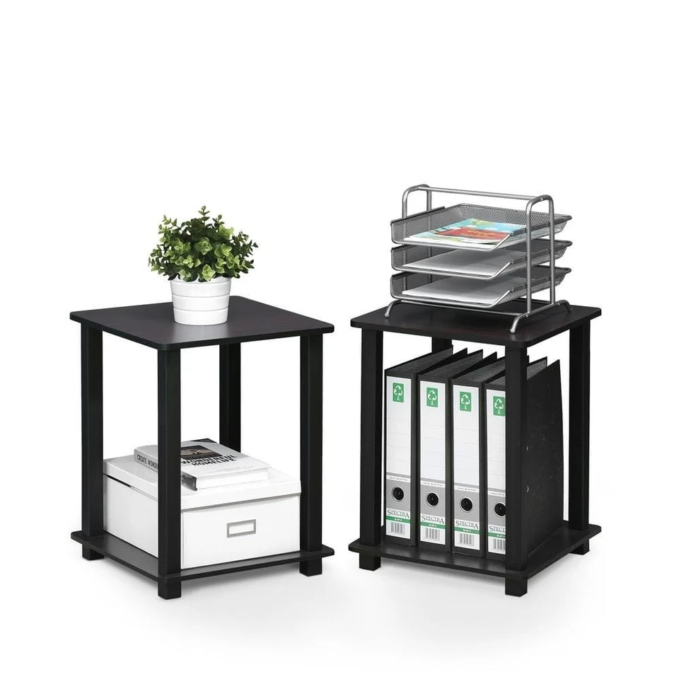 End Table Simplistic Dark Walnut Rectangle 19.6"H x 15.6"W x 15.6"L (2-Pack) - Image 3 of 4