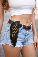 Custom Straight Blade Knife leather sheath for fixed blade knife Hand Engraving