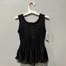 Cat & Jack Girls Tank Leotard Black Ballet Dance Gymnastics Bodysuit Sz S (6/6x)