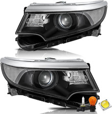 Headlights Assembly W/Bulbs Fit for 11 12 13 14 Ford Edge Halogen Replacement Pr