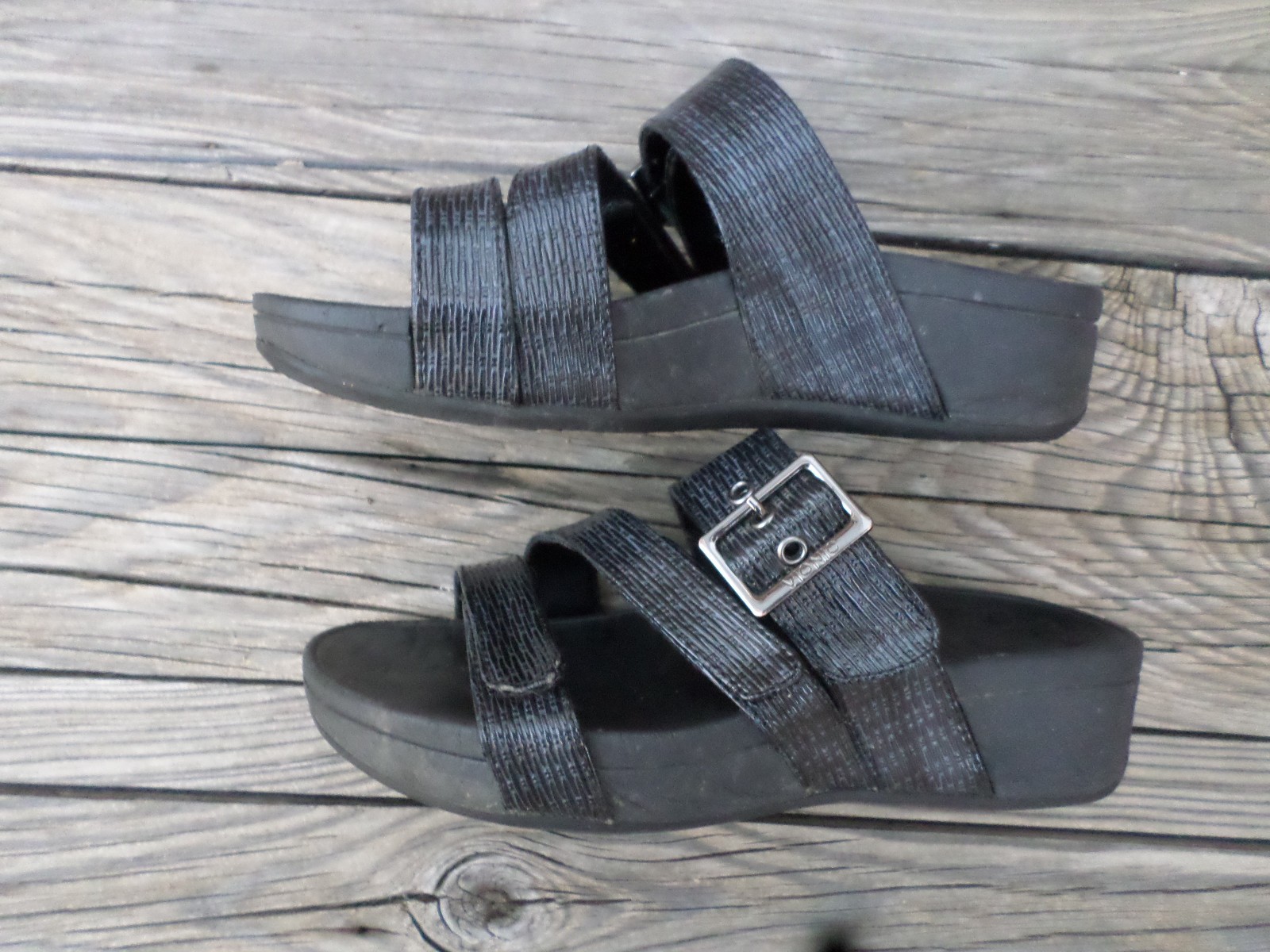 Vionic Skylar Black Adjustable Strap Slide Sandal… - image 3