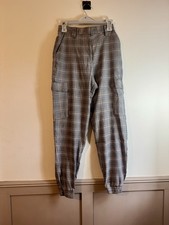 Ladies' Cargo Checked Cuff Bottom Trousers, Brown Tones, Size 8 VGC