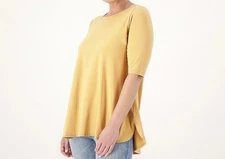 Attitudes by Renee Washed Cotton Crew Neck Top-Toasted Almond-XXS-A566549
