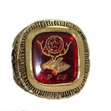Bague Elks Ring Plaquée Or Jaune 18KT Rouge Taille 12 Neuf Homme