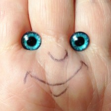 Morezmore M01548-10 10pc Glass Eyes Iris 8mm Teal Blue Flat Back Doll Puppet