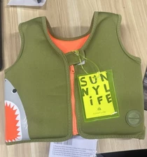 SUNNYLiFE Salty the Shark Swim Vest 2-3 Years Old Green