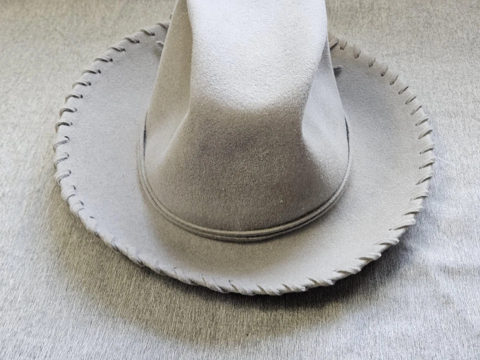 Vintage Yves Saint Laurent Hat Cowboy Fitted Felt Whipstitch Wide Brim Women 80s - Image 4 of 4