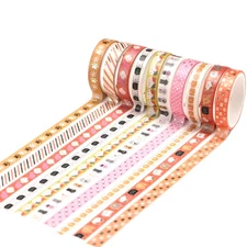 Skinny Gold Washi Tape Set Foil Decorative Tape for DIY Crafts, Bullet Journals,