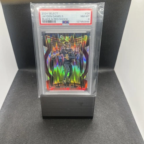 2024 Panini Select Concourse Jayden Daniels Black & Red Shock Prizm (RC) PSA8