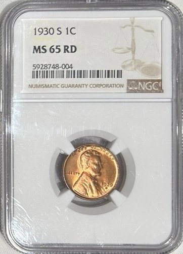 1930-S LINCOLN CENT NGC MS65 RD