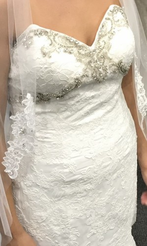 DaVinci Wedding Dress + Earrings, Size 10, New, No Alterations - 第 5/5 張圖片