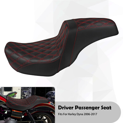 Driver Passenger Seat Red Stitching For Harley 2006-2017 Dyna Wide Glide Fat Bob
