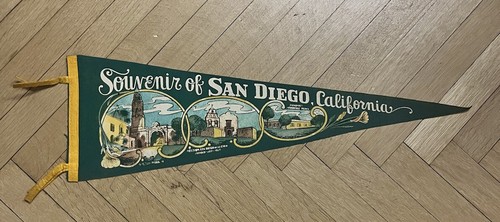 Vintage Souvenir San Diego CA/Balboa Park Felt Pennant 26.5" - OLD & RARE - VG + - 第 1/4 張圖片