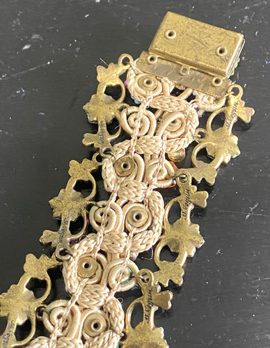 Michal Negrin Armband zart Goldfaden Strick bunt Strass Blumen - Bild 12 von 16