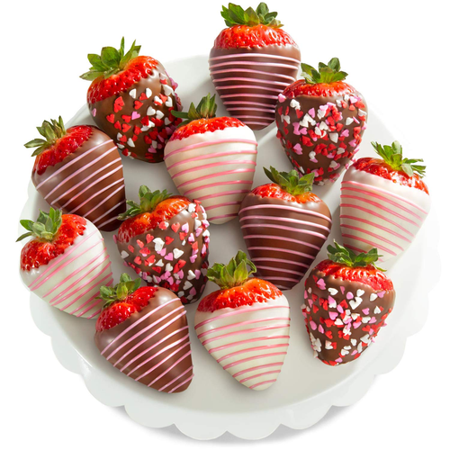 Schokoladengetauchte Erdbeeren Glasur gemischt leckere dunkle Milchschokolade 12 Stück - Bild 7 von 7