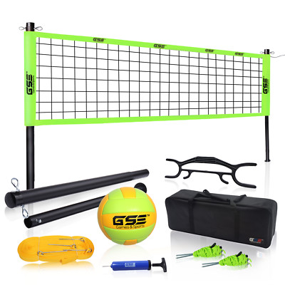 Pro Portable Volleyball Set w/ Net System & Volleyball Ball for Backyard, Beach