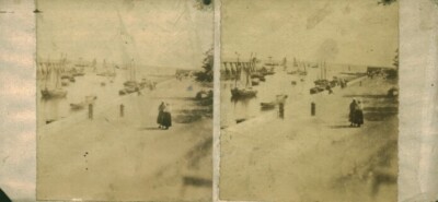Antike stereoskopische Fotokarte Le Port des Sables d'Olonne