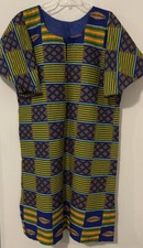 African Cultural Womens Colorful Kimono-Style Flowy Midi Dress A5282