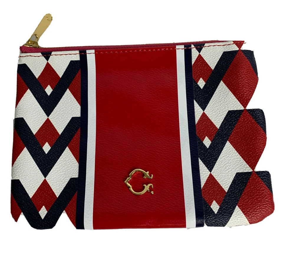 Bolsa C.Wonder pequena com zíper design geométrico azul framboesa e bolsa de pó  - Imagem 2 de 4