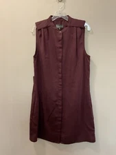 MICHAEL STARS Burgundy Pleated Shoulder Sleeveless Shirtdress Size L