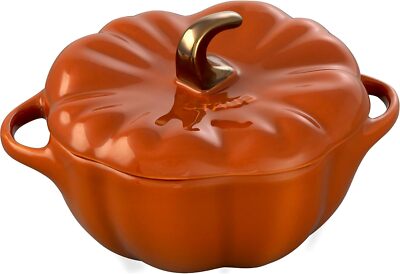 Ceramic 0.75-Quart Small Pumpkin, Oven and Stovetop Safe to 572°F, Pumpkin Pan