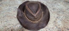 The J. Peterman Company vtg leather hat made in USA