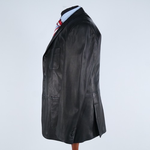 Mens HUGO BOSS Leather Blazer 44R UK Size Brown Lamb Leather Sport Coat Jacket - Picture 6 of 14