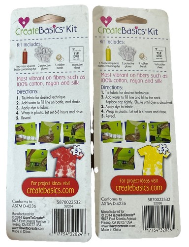 Create Basics Tie Dye Kits. Red & Yellow - Creates 3 Projects Each New & Sealed - Picture 2 of 2