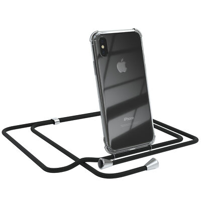 Für Apple iPhone Xs Max Hülle mit Kette Band Soft Case Seil zum Umhängen Schwarz