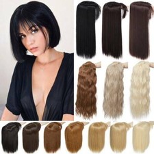 Real Natural Hair Topper With Bangs Clip In Full Head Hair Extensions as Human