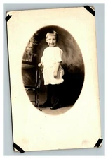 Vintage 1910's RPPC Postcard - Portrait Child White Christening Dress Illinois