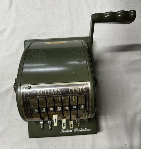 Vintage Paymaster Series S-1000 Green Check Writer With Key Bonded Tested/Works - Picture 3 of 8