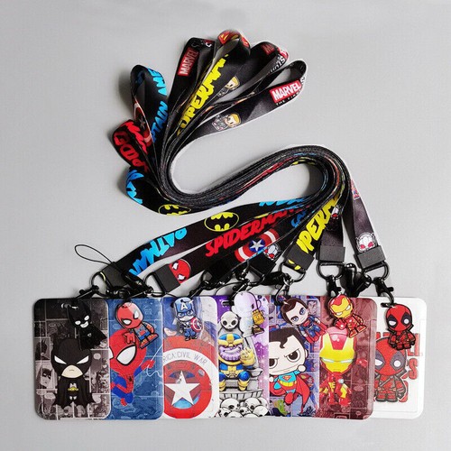Clear Neck Strap Cartoon Badge Pass Card Holder Tag Superhero ID Lanyard Clip - Picture 52 of 57