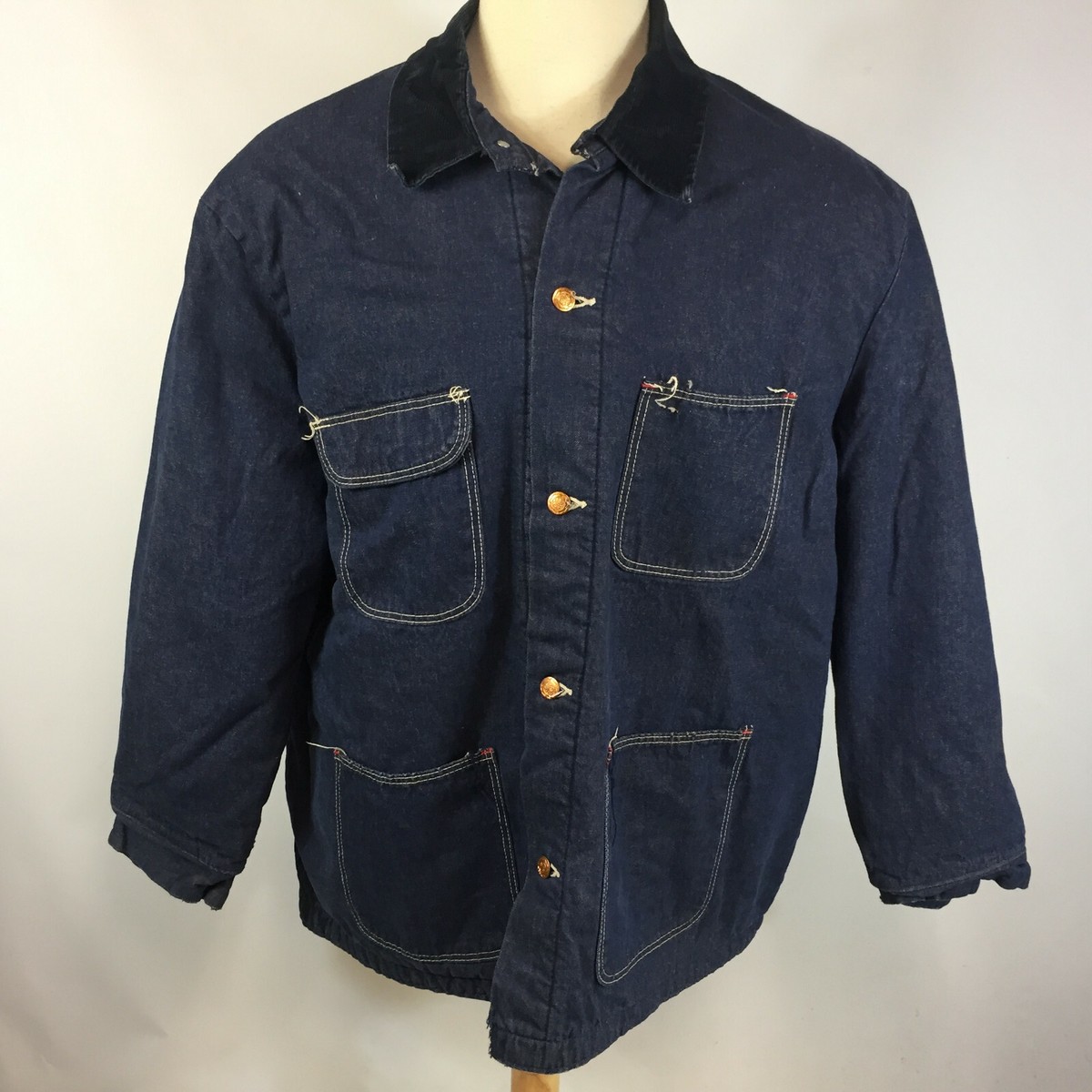 【Vintage】DENIM COAT / JACKET ZENA Jean Jacket Women Large* Denim Coat Oversize Tapered Waist