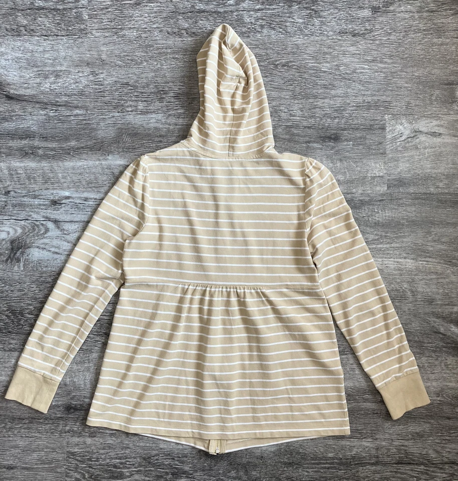 Chadwicks 全拉链连帽衫女式 M 码条纹长袖棕褐色 — 第 3/4 张图片