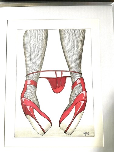 Original Zeichnung Gemälde Skizze abstrakt Akt Leidenschaft moderne Liebhaber UK signiert - Bild 9 von 12