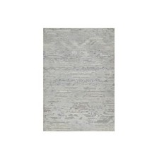 2'x3' Pastel Gray Modern Design Undyed Natural Wool Hand Knotted Mat Rug R91272