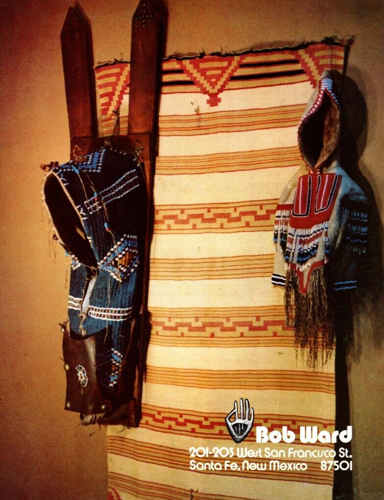 1975 BOB WARD / AMERICAN INDIAN EXHIBIT PRINT ADVERT, CRADLE BOARD, ADVERTISING