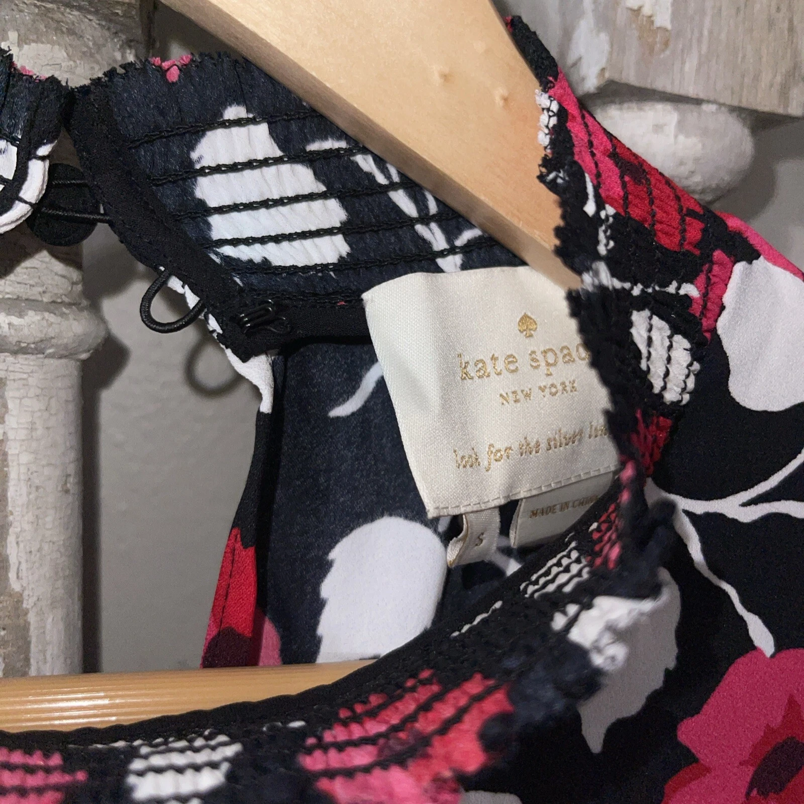 Abito Kate Spade Fleur Crepe Floreale Finto Collo Mini Cambio Designer Taglia S Vintage