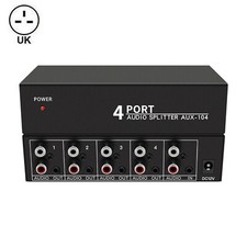 RCA Aux Audio Splitter 1 in 4 Stereo Audio Distributor 3.5mm L/R+Aux to 4 out UK
