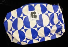 NWOT Estēe Lauder Lisa Perry Blue White Circled Check Cosmetic Makeup Travel Bag