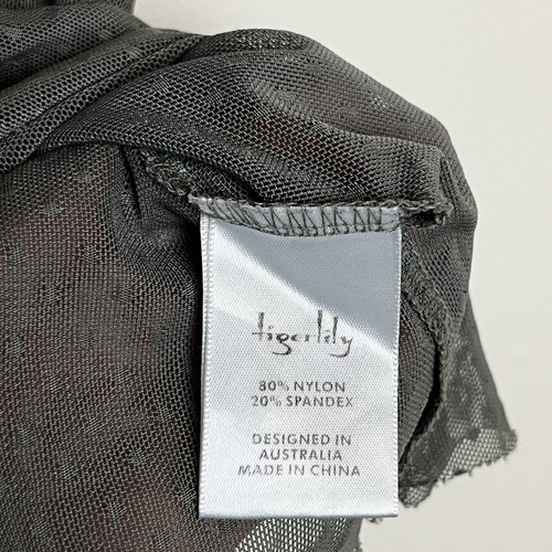Tigerlily Oversize Mesh Tee Size 8 Olive Army Green Sheer Short Sleeve Pockets - Picture 7 of 8