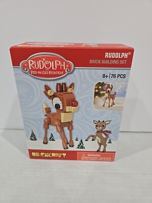 RUDOLPH THE RED NOSED REINDEER Figure BRICK BUILDING SET 76 PCS BRICKCRAFT 4'' NB