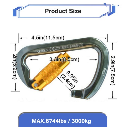 1-4 piezas de aluminio bloqueo automático 30KN mosquetón de escalada en roca clips anillo en D llavero - Imagen 7 de 14