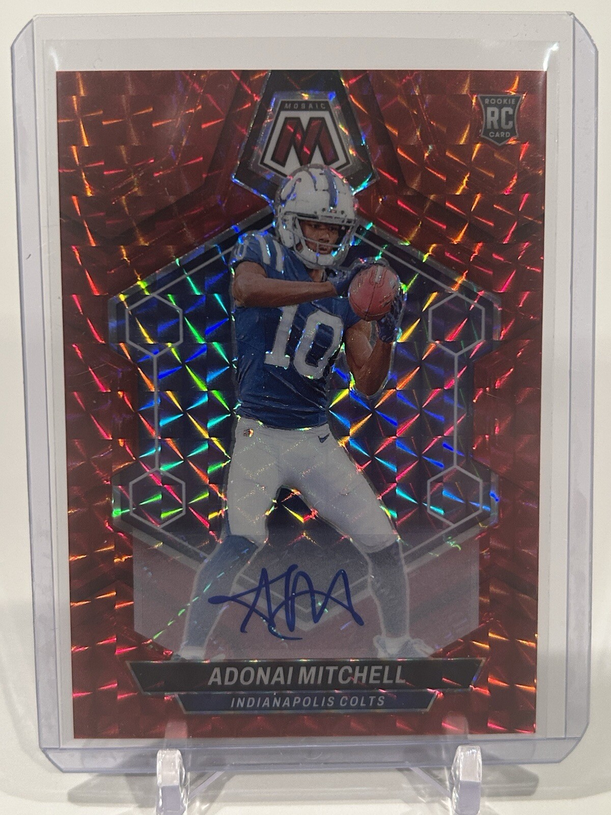 2024 MOSAIC RED MOSAIC ROOKIE AUTO PRIZM #350 ADONAI MITCHELL /199 COLTS RC 🔥