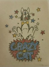 Original Vintage Crazy Cat Mini Iron On Transfer