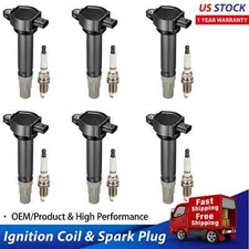 6X OEM Ignition Coil + Iridium Spark Plugs For Dodge Chrysler 3.5L 4.0L UF502