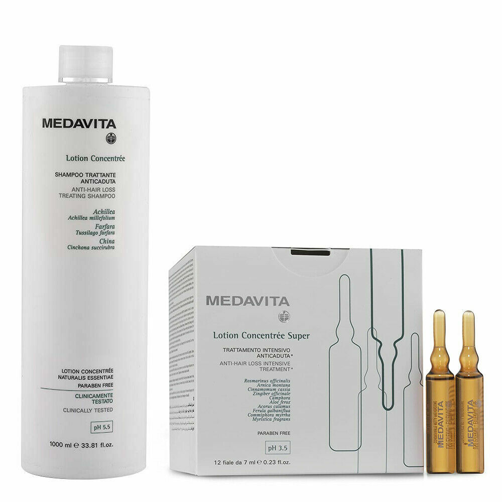 Trattamento Anticaduta Medavita Donna Kit: Shampoo 1L + 12 Fiale Super