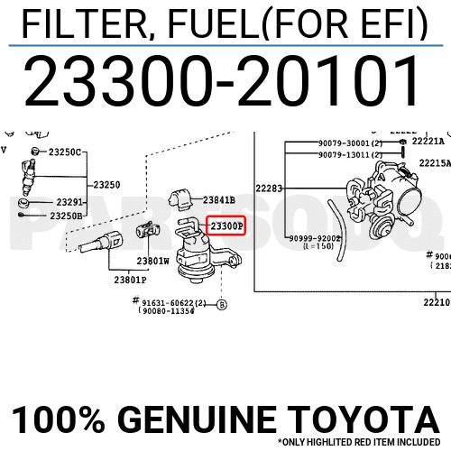 2330020101 Genuine Toyota FILTER, FUEL(FOR EFI) 23300-20101